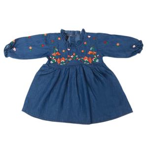 Robe en jean brodée pour filles - Bleu - Product Image 3