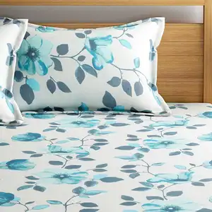 孟买染色床单Polycotton带2个枕套舒适床罩平板床单双层棉床单