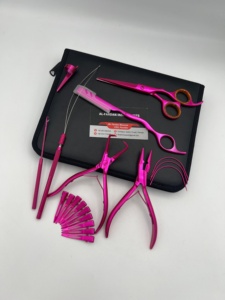 Kit Profesional de Alicates para Extensiones de Cabello, Color Rosa Metálico, Microperlas, Extensiones de Cabello Atadas a Mano, Grado Quirúrgico - Product Image 2