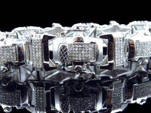 Diamante de moissanita redondo estilo Hip Hop en pulsera de plata esterlina S925 para regalo de hombres - Product Image 5