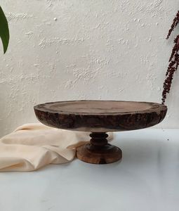 PRODUITS DE JARDIN DESGIN FAIT Main Forme arrondie GÂTEAU D'ANNIVERSAIRE Support de service pour fête Célébration Gâteau en bois - Product Image 1