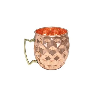 แก้วกาแฟทำจากทองแดงทุบรูปทรงกลมพร้อมด้ามจับทองเหลือง - Product Image 2