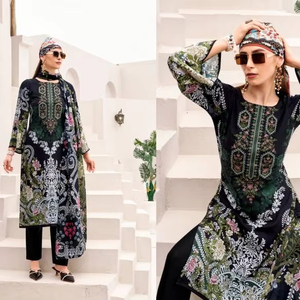 Colección de trajes paquistaníes con impresiones digitales de viscosa pura Premium con trabajo de bordado para fiestas disponibles a precio mayorista - Product Image 1