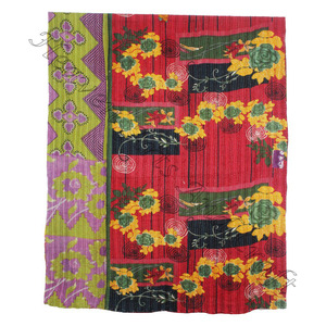 Couverture Kantha Gudari GD1032, couverture Kantha Gudari indienne réversible, cousue à la main, couverture lourde, ancien sari, patchwork, lourde - Product Image 6