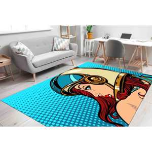 Alfombra con Estampado de Astronauta Estilo Pop Art - Moderna, Antideslizante, de Chenilla, Suave y No Tejida - Product Image 2