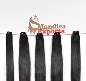 100% paquets alignés de cuticules vierges brutes couleur noir extensions de cheveux humains indiens de temple droit soyeux - Product Image 3