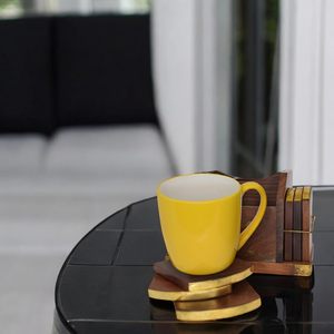 Posavasos de madera de café con logotipo personalizado de Woodsun, alfombrillas y almohadillas de aleación personalizables para bebidas - Product Image 6