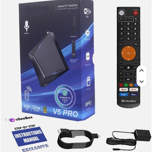 Nuovo VseeBoxs V5 Pro Bundle Completamente Programmato con Telecomando a Controllo Vocale, Box TV Android 8K Ultimate Pronto per la Spedizione - Product Image 1