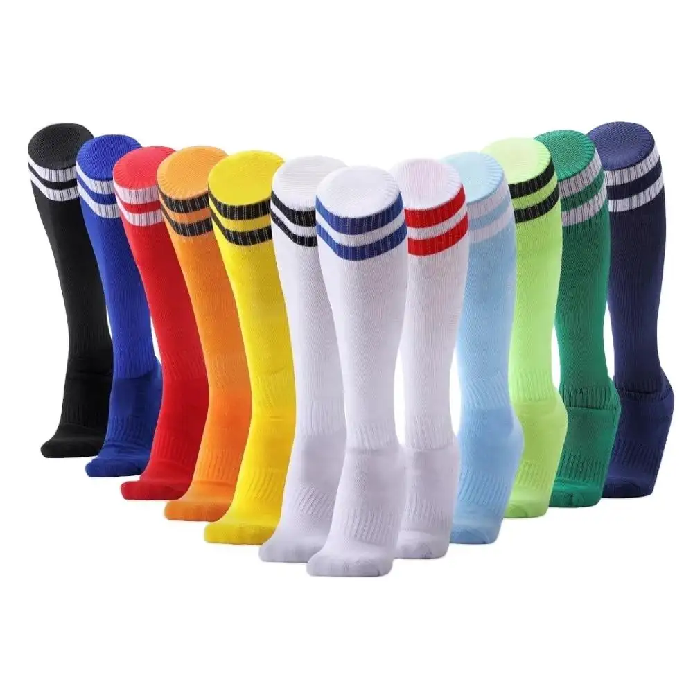 Stripe Sports Soccer Socks High Knee Cycling Long Stocking Breathable Non slip Football Sock for Adult Children