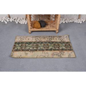 พรมตุรกีสีเขียวเบจแบบดั้งเดิมสีเขียววินเทจขนาด1.5x2.9ฟุตผืนใหญ่ทำด้วยผ้าขนสัตว์รูปสี่เหลี่ยมผืนผ้าเย็บปะติดปะต่อน้ำยางสำหรับตกแต่งห้องโถงห้อง - Product Image 1