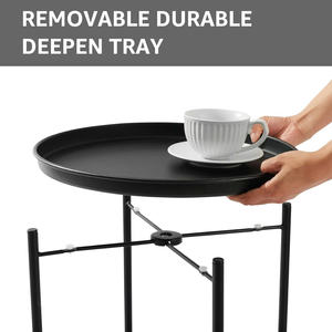 <b>White</b> Nordic Round Side <b>Table</b> Metal Tray Top for Living Room or Outdoor Coffee Setup - Product Image 5