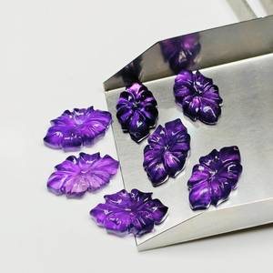 Pierres précieuses en forme de fleur d'améthyste, perles de pierres précieuses sculptées pour bijoux, 20x11mm pour l'artisanat - Product Image 4