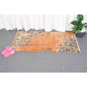 Tapis turc orange et bleu vintage de 180x370 pieds, tapis en laine à tissage plat avec support en latex pour décorations de salon, largeur 4m - Product Image 4