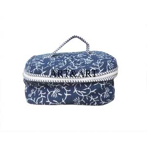 Vanity Set Cotton 3-Piece Zipper Closure Eco-Friendly Lightweight Cosmetic Bags Glamorous Travel Pouch Set for Beauty Lovers - Product Image 1