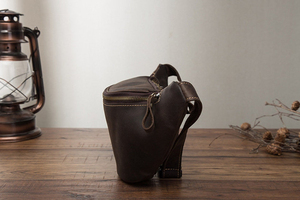 Genuine Leather <b>Chest</b> Sling Crossbody Leather Bag for Men <b>Small</b> Classic Casual Fashion Travel Rustic Dark Brown Leather Bag - Product Image 2
