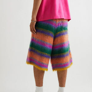 Pantalones cortos con cordón de mezcla de Mohair a rayas de pierna ancha multicolor - Product Image 3