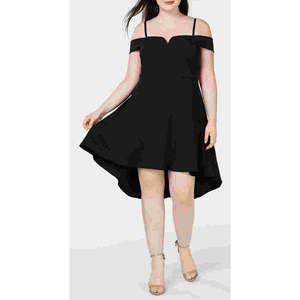 Abito da festa City Studios da donna, nero, taglia 14W, con spalline sottili, scollo a barca, sopra il ginocchio, vestibilità aderente e silhouette a trapezio svasata - Product Image 1