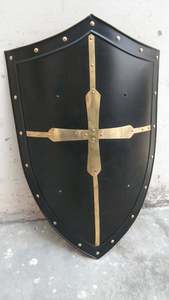 คาลวินวินงานหัตถกรรมยุคกลางมือปลอมแปลงแบบกอธิคเหล็กชั้นทองเหลืองข้ามโล่ของขวัญสำหรับ CHMON12365ฮาโลวีน - Product Image 5