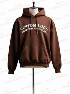 Pull à capuche unisexe 100% coton avec cordon de serrage en polaire thermique d'hiver avec logo de broderie imprimé personnalisé pour hommes, teint en plaine - Product Image 5