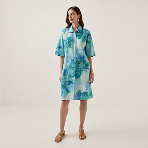 <span class=keywords><strong>Vestido</strong></span> Camisero de Verano 2026, Moderno, Personalizado, de Manga Corta, con Estampado Floral <span class=keywords><strong>Hawaiano</strong></span> y Botones <span class=keywords><strong>para</strong></span> <span class=keywords><strong>Mujer</strong></span> - Product Image 1