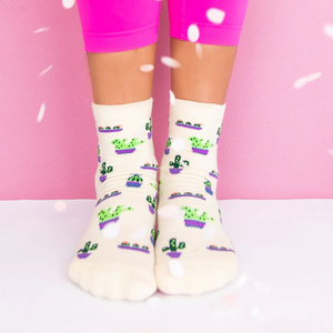 ODM ถุงเท้าจับพิลาทีสออกแบบได้เองถุงเท้าลูกเรือผ้าฝ้ายกันลื่นสำหรับผู้หญิงถุงเท้าโลโก้ออกแบบได้ตามต้องการลายดอกแคคตัสดอกทานตะวันต้นมะพร้าว - Product Image 2