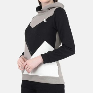 Sudadera con capucha de bloque de algodón 100% extragrande con logotipo personalizado para mujer, forro polar pesado de invierno con bordado de diamantes de imitación, diseño impreso con logotipo - Product Image 2