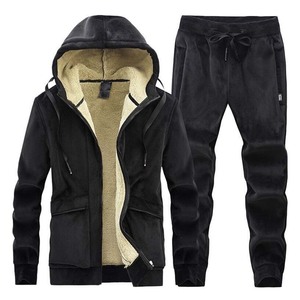 Ensemble de survêtement sportif réversible en molleton 100% coton pour homme, chaud et idéal pour l'hiver - Product Image 1