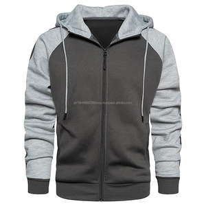 Sweat à capuche thermique personnalisé pour homme, 100 % coton épais, fermeture éclair bidirectionnelle, patchs effet vieilli, basique d'hiver, en coton mélangé - Product Image 5