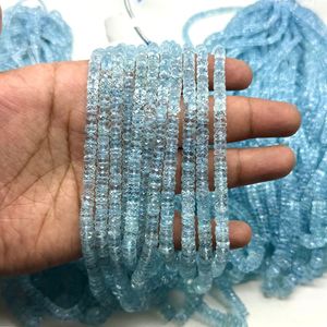 Perles Heishi facettées en aquamarine naturelle bleue de 4 mm à 7 mm, de haute qualité pour la fabrication de bijoux - Product Image 4