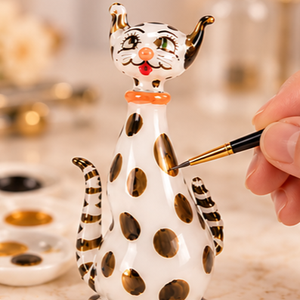 Flacons de parfum en verre soufflé peints à la main, motifs chat égyptien et âne rayé - Product Image 5