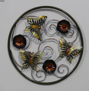 Ak petite feuille en laiton finition multicolore cercles ronds en métal Art mural et décoration murale - Product Image 1