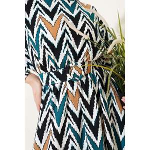 Vestido elástico con cintura y Cinturón estampado direccional Esmeralda - Product Image 2