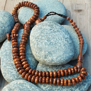Perles islamiques en bois Tasbih de 99 pièces de couleurs mélangées pour la prière musulmane-33 perles Tasbih marron - Product Image 4