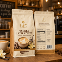 Op maat gemaakte achtzijdig gesealde PE/VMPET koffiebonenverpakking met hitteverzegeling, hersluitbare ritssluiting, food grade, zeefdruklogo, laag.