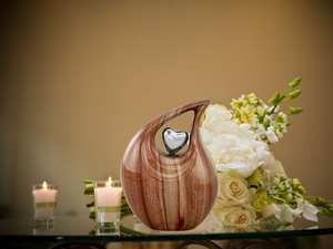 Urna de lágrima, urna de cremación de lágrima de Metal con acabado de grano de madera de tamaño completo para cenizas humanas, urnas únicas para adultos de 210 libras para cenizas - Product Image 3