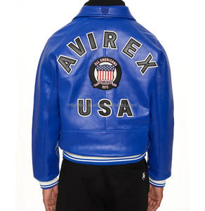 Meilleure marque de haute qualité Avirex USA Edition Blouson aviateur américain en cuir pour hommes - Product Image 4