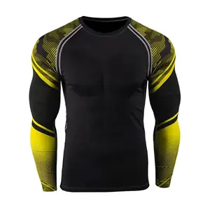 BJJ Rash Guards For Men Compression Wear Rash Guards Men's Compression Shirt Long Sleeve Quick Dry Rash Vest Print