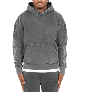 Survêtements évasés et surdimensionnés dernier style unisexe, pantalons de survêtement et sweat à capuche en molleton uni et technique pour la course à pied - Product Image 4