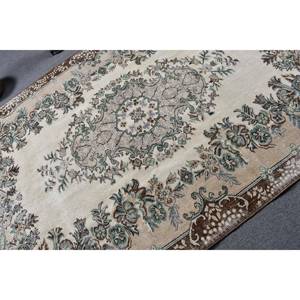 Tapis turc Vintage marron beige classique 5.3 X 8.3ft laine faite à la main avec support en Latex Patchwork motif tapis de chevet rectangulaires - Product Image 5