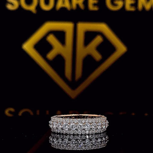 Anillo de diamantes de moissanita ICED OUT, anillos de diamantes de corte redondo, anillo de eternidad helado para hombres de Plata de Ley 925, joyería ostentosa - Product Image 2