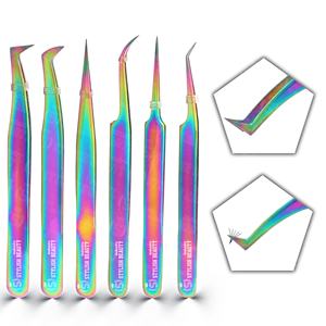 Pinces à volume courbées et droites en acier pur, outils de salon pour cils, étiquette privée OEM, pinces à cils professionnelles pour extensions de cils - Product Image 4