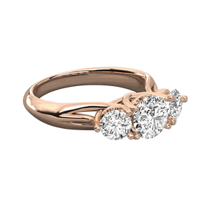 Bague de mariage en diamant rond à trois pierres pour elle - Product Image 3