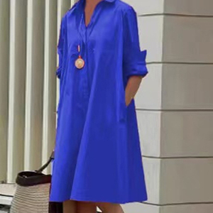 Producto nuevo de otoño 2025, <span class=keywords><strong>vestido</strong></span> Midi de manga larga con cuello de camisa estampado de <span class=keywords><strong>lunares</strong></span> a la moda y elegante - Product Image 3