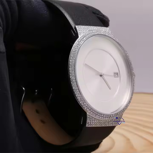 Antique Sport Hip Hop Unisex <b>Watch</b> <b>Black</b> Stainless Steel Belt VVS Clarity Moissanite Diamonds 41mm Quartz Water Resistant Analog - Product Image 3