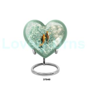 Venta caliente hermosa urna de cremación de corazón de pez dorado para adultos para cenizas humanas urna grande decorativa con soporte y bolsa de terciopelo gratis - Product Image 1