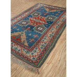 Tapis en laine noué à la main Nuray Blue, motif géométrique classique, grand tapis pour la maison, salon, couloir, rectangle diamant pour adolescents - Product Image 2