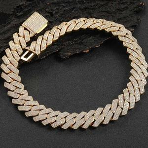 Colliers cubains en argent sterling personnalisables en or blanc certifié 1k, chaînes glacées en zircon de haute qualité, chaînes fines tendance - Product Image 1