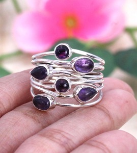 925 Solid Sterling <b>Silver</b> Stamped Fashion <b>Ring</b> 925 <b>Silver</b> Handmade Gemstone Amethyst <b>Spinner</b> <b>Ring</b> Best Design Classic Jewelry - Product Image 2