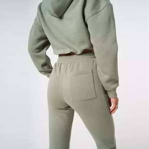 Nuevo Conjunto Deportivo Personalizado con Logotipo, Top Corto, Pantalones Deportivos y Sudadera con Capucha para Mujer, 100% Algodón - Product Image 5