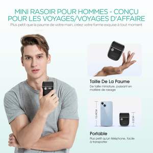 Mini rasoir électrique portable pour hommes, rechargeable par USB, rasoir rotatif à double lame pour le visage, le cou, les joues, la tête - pour les voyages - Product Image 5
